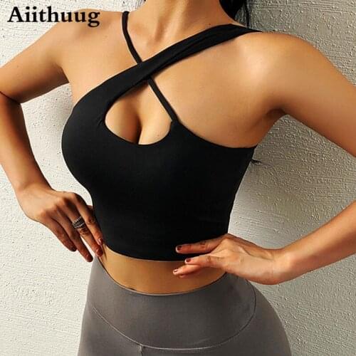 Aiithuug Womens Sexy Sports Bra Workout Crop Tops Yoga Bra Medium Support for Running Athletic Fitness Workout Bra for Yoga