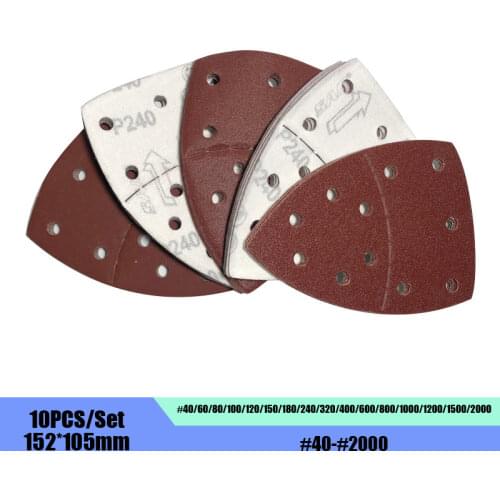 10PCS/Set #40-#2000 Triangle Backed Sand 152x105 Palm Sandpaper With 11 Holes