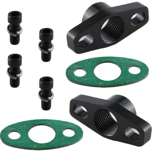 2Pcs Aluminum Turbo Oil Drain Flange Fits For GT Ball Bearing GT25R GT28R GT30R GT35R Black/Silver