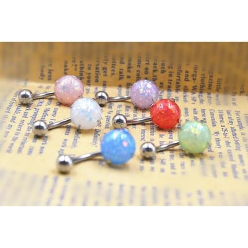50pcs Opal Gems Navel Belly Button Rings Woman Belly Piercing Barbell Surgical Steel Navel Piercing Girls Fashion Body Jewelry