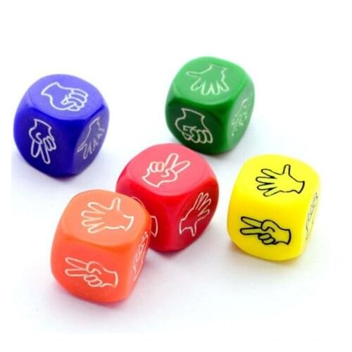 6pcs 6 Sided Dice D6 Dices Rock Paper Scissors Dice Kids Board Toys Prop Bar Party Table Game Dice Set