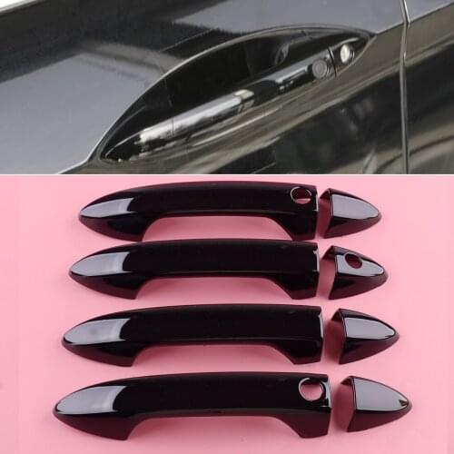 8Pcs Car Glossy Black Side Door Handle Cover Trim With Smart Keyless Hole ABS Fit For Honda Accord 9th 2013 2014 2015 2016 2017