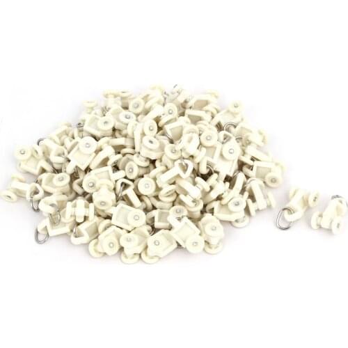 Uxcell 10mm Dia Twin Wheel Curtain Track Rail Slide Rollers Gliders Beige 80pcs