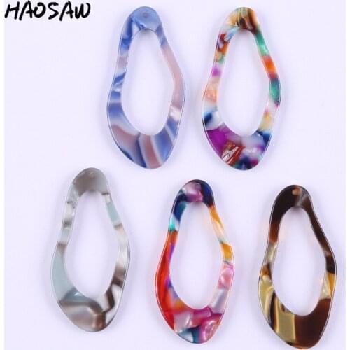 HAOSAW 19*41MM 6Pcs/Lot Jewelry Accessories/Acetic Acid Beads/Irregular Shape/DIY Jewelry Making/Hand Made/Earring Findings