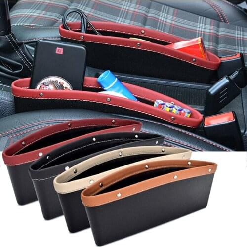 Car Organizer Storage Car Seat Slit Gap Pocket Multifunctional Driver Seat Catcher Cup Holder Car Accessories PU Leather