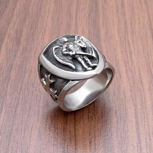 Free Shipping Punk 316L Stainless Steel Nordic Viking Ring Cross Signet Odin Symbol Rings Men Jewelry
