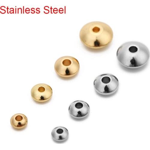 20/50pcs Stainless Steel Spacer Beads Lot 4 5 6 8mm Gold Color Big Large Hole Loose Charm Beads For DIY Bracelet Jewelry Making