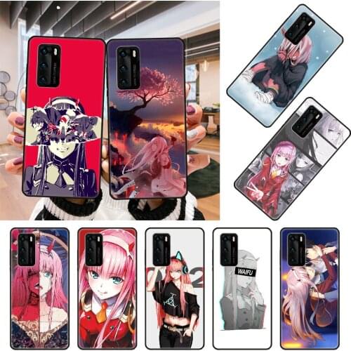 Phone Case For Huawei P20 P30 P40 P Smart Z 2019 P10 Mate 30 10 20 Lite Pro Black Cover Coque Luxury Hoesjes Anime Zero Two