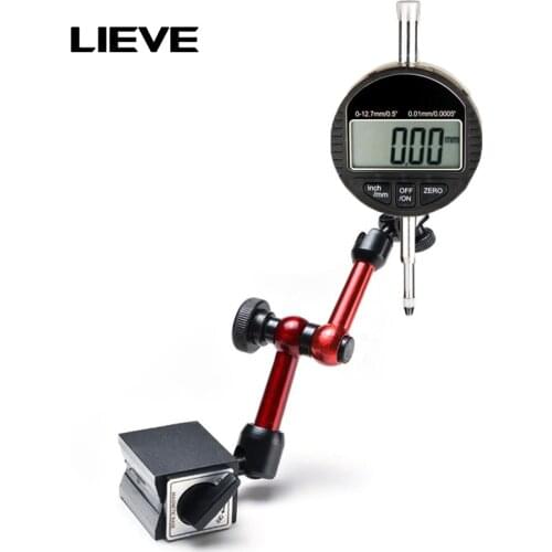Digital Dial Indicator 0-12.7mm/0.5'' 0.01 With Mini Magnetic Base Holder Gauge Caliper Measuring Tools