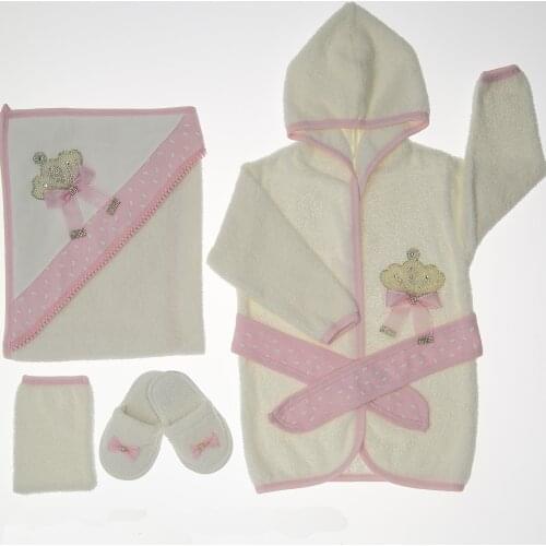 Baby Bathrobe Hooded Towel Set Newborn Toddler 100% Cotton Bathtime Gift Bundle 5 Pieces 0 – 24 Month Bath Robe For Boys Girls