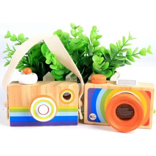 DHL 100pcs Nordic Kaleidoscope Hanging Wooden Camera Toy Room Decor Furnishing Articles Baby Birthday Toy Gifts For Children