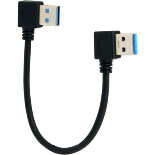 Double Elbow USB 3.0 Type A Male 90 Degree Left Angled to USB 3.0 A Type Right Angled Male to Male Extension Cable 20cm
