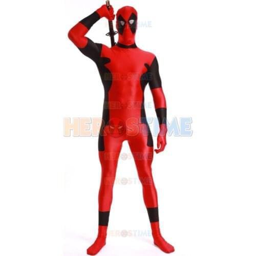 Deadpool Cosplay Costume Classic Spandex Bodysuit Fullbody Halloween Deadpool Superhero Costume Zentai Suit Free Shipping