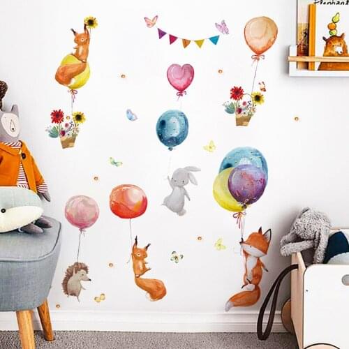 Hot Cartoon Animals Ride Color Balloon Wall Decor Wall Paste Childrens Room Kindergarten Classroom Background