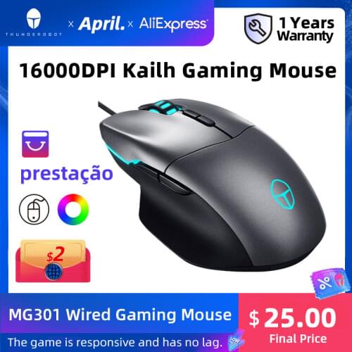 MG301 Gaming Mouse USB Wired Gamer Kailh Fretting 16000DPI with RGB Backlit 6 Programmable Buttons for Gaming Laptop PC Mice