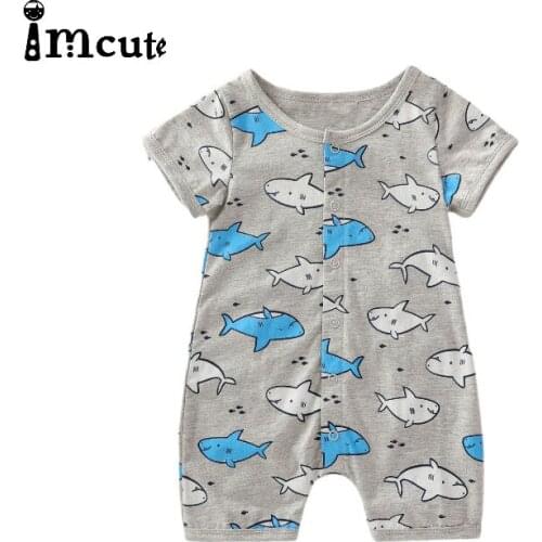 Imcute 2020 New 0-24M Newborn Baby Boy Girls Summer Rompers Short Sleeve Clothes Cartoon Print Romper Jumpsuit Outfits