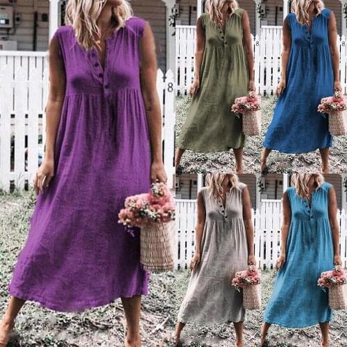 LuckBN Linen Summer Dresses