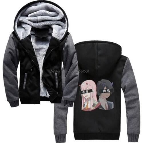 Aka Oni And Ao Oni Amazing Darling In The Franxx Zero Two Hoodies Men Winter Keep Warm Thicken Sweatshirts Cotton Streetwear