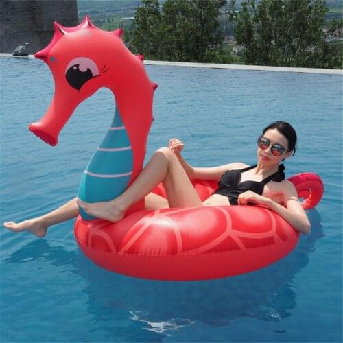 Inflatable Circle Baby Hippocampus Float Swimming Ring Inflatable Hippocampus Pool Float Child Seat Air Mattresse Water Toys