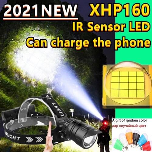 2021 Upgraded XHP160 Powerful Led Headlamp 18650 Rechargeable Head Flashlight XHP100 High Lumens LED Head Lamp Outdoor Lighting