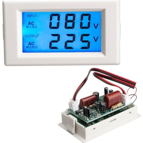 Voltage Stabilizer Transformer AC80-500V Dual AC Voltmeter Input and Output HD LCD Display Panel with Blue Backlight
