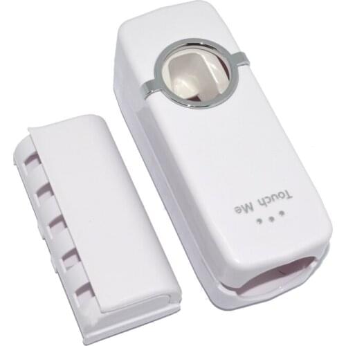 New Promotion White Color Household Automatic Auto Toothpaste Dispenser + Toothbrush Holder Set