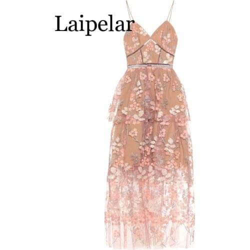 Laipelar 2019 New Summer new womens sequins embroidered lace stitching sexy dress travel holiday seaside sling dress
