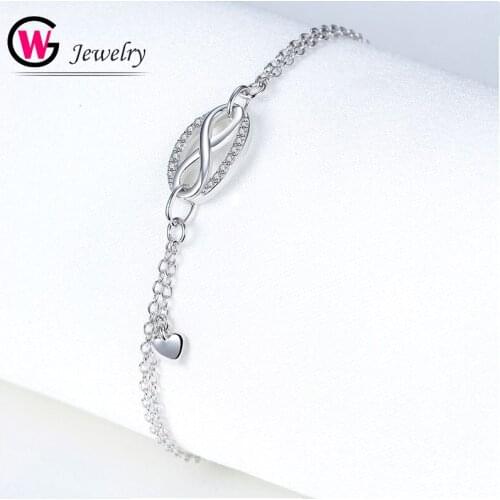 Fashion New Heart Bownot Bracelets 2019 For Women Wedding Jewelry Authentic 925 Silver Chain Link Charm Bracelets Bijoux Bangle