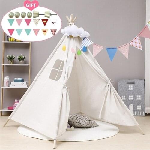 Childrens Tent Teepee Tent For Kids Portable Tipi Infantil House for Kids Play House Kids Tents LED Lights Decoration Carpet