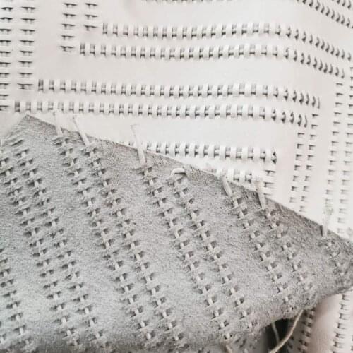 Custom Hand Weave Genuine Bafflo Leather Fabric Braided Leather Patch for Bag