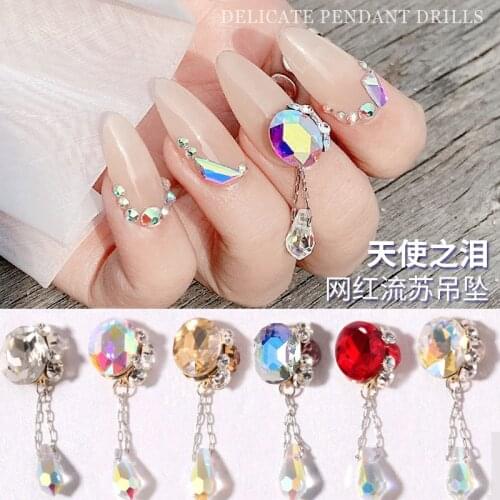 Nail Alloy Pendant Tassel Diamond 3D Nail Art Decorations Luxury Diamond Crystal Jewelry Manicure Design Nail Gem B021-A201-08