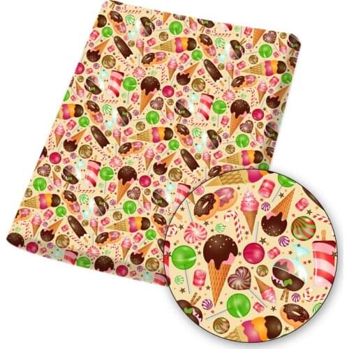 Polyester Cotton Fabric Ice Cream Candy Printed Cloth Sheets For DIY Mask/Dress/Bag Crafts Accessories Home Textile 45*145cm 1pc