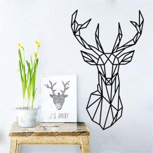Hollow Elk Shaped Acrylic Mirror Wall Stickers Bedroom Living Room Decor Home Decoration Accessories