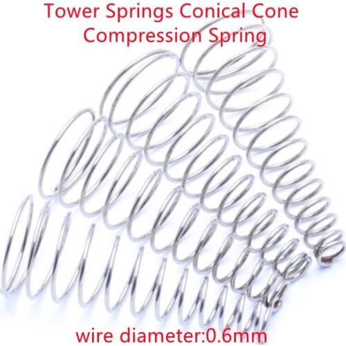 10pcs/lot Wire Diameter 0.6mm 304 Stainless Steel Tower Springs Conical Cone Compression Spring Pressure Spring