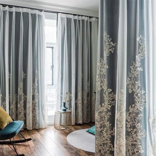 Nordic Light Luxury Small American French Princess Style Curtain Curtains for Living Room Bedroom Bay Window Customized Curtain