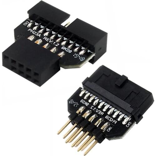 Socket USB 3.0 20-Pin to USB 2.0 9-Pin front panel plug-in Header Extension Adapter Motherboard Front Panel Connector Riser