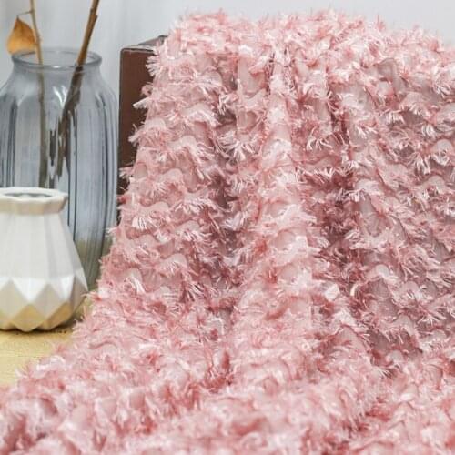 Wavy Fringed Bright Silk Cut Flower Striped Chiffon Fabric For Spring And Summer Clothing Top Dress Fashion Fabric,By The Meter