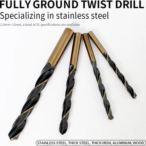 Many kinds of high speed steel titanium coated twist drill bit straight shank bit hand drill 1.0-5.2mm