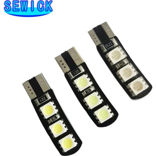 50 x T10 W5W 194 5050 6 LED canbus showing the wide lights DRL car daytime running lights super bright LED bulbs