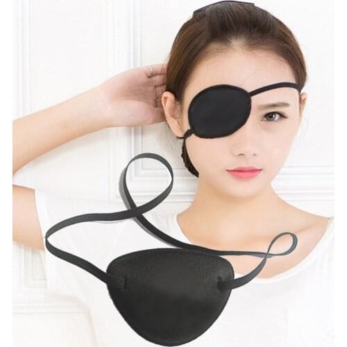Unisex Black Single Eye Patch Washable Adjustable Concave Eye Patch Medical Patch Pirate Cosplay Costume
