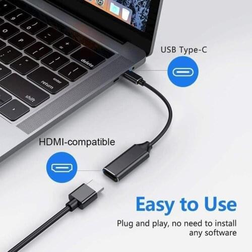 USB Type C to HDMI-compatible Cable Adapter 4K 60hz USB to Adapter Male to Female Black Converter for PC Computer Tv Display HP
