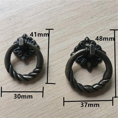 Vintage Alloy Cabinet Handles Furniture Knobs Kitchen Drawer Cupboard Chinese Ring Pull Handles,Bronze Tone,10Pcs
