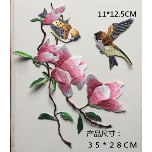 Embroidery birds flowers patches sewing accessories,stickers for clothes