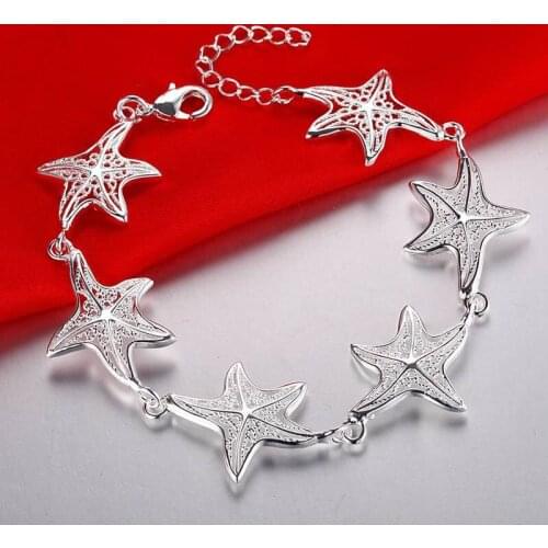 925 Sterling Silver Starfish Bracelet for Woman Wedding Engagement Party Gift Fashion Jewelry