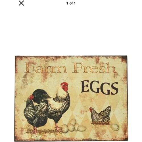 TIN SIGN "Fresh Eggs” Farm Dairy Barn Breakfast Morning Kitchen Farmer Market By