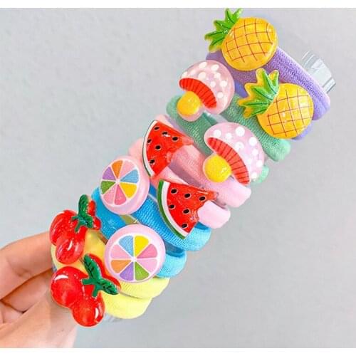 10pcs/set Cute Animal Fruit Nylon Elastic Hair Bands Ponytail Holder for Girls Baby Rubber Gum Scrunchies Hair Accessories