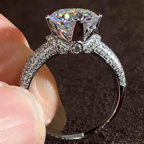 10K Au417 White Gold Women Wedding Party Engagement Ring 1 2 3 4 5 Carat Round Moissanite Diamond Ring Ribbons Elegant Luxury