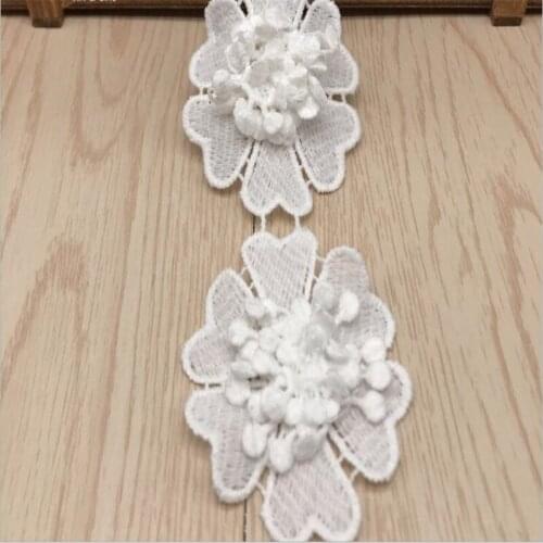 3D stereoscopic lace flower White DIY wedding dress handmade headwear scarf garment accessories Embroidery patch