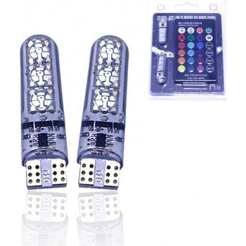 80% Hot Sale 2Pcs 12V T10 Universal Car RGB Colorful LED 5050 SMD Marker Light Signal Lamp