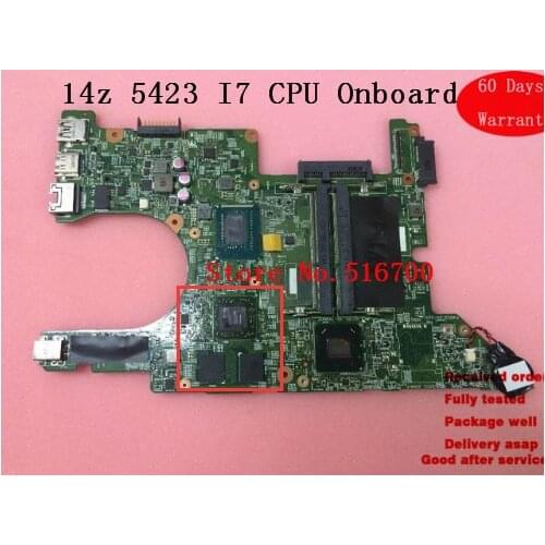 Placa Base Motherboard 14z-5423 For DELL 14z 5423 Laptop Motherboard CN-0FJ7H9 0FJ7H9 FJ7H9 With i7-3537U CPU Onboard tested
